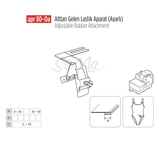 Alttan Gelen Lastik Apara Ayarlı 50mm/ APR80-0A-A910-7