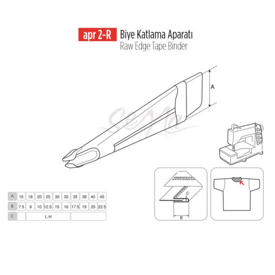 Lastik Biye Katlama Apara 30x15mm / APR 2-R-A938-4