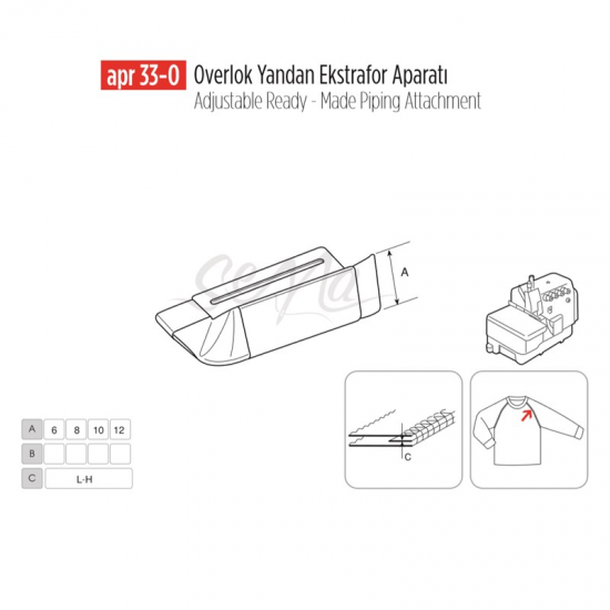 Overlok Yandan Ekstrafor Aparatı 20mm/ APR 33-O-A1180-8