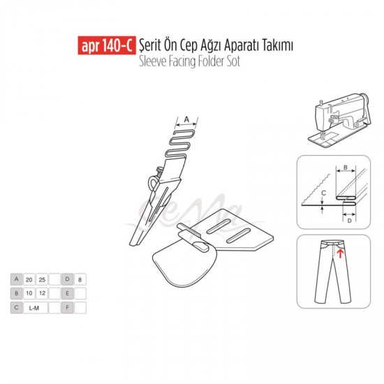 Şerit Ön Cep Ağzı Apara Set 25x12mm / APR 140-C-A1238-1