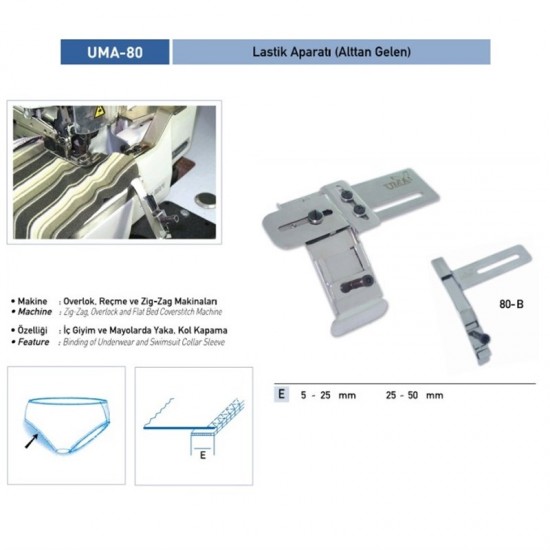 Alttan Gelen Lastik Aparat Sabit 5mm / UMA-80-UMA80