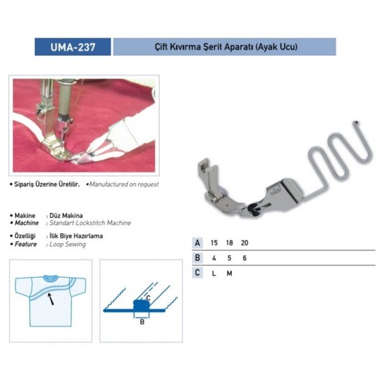 Çift Kıvırma Şerit Apara(Ayak Ucu)18x4mm/UMA-237(KS66)-A1231