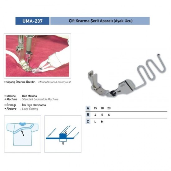 Çift Kıvırma Şerit Apara(Ayak Ucu)25x6mm/UMA-237(KS66)-A1231-2